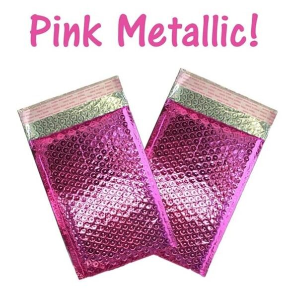 100PCS Metallic Pink Bubble Padded Envelopes Self-Sealing Mailers Extra Wide 4x8 - Picture 2 of 5